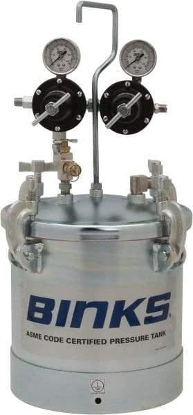 Binks - Paint Sprayer Pressure Tank - 2.8 Gallon ASME with 2 Regulators, Compatible with Air Operated Spray Guns - Caliber Tooling