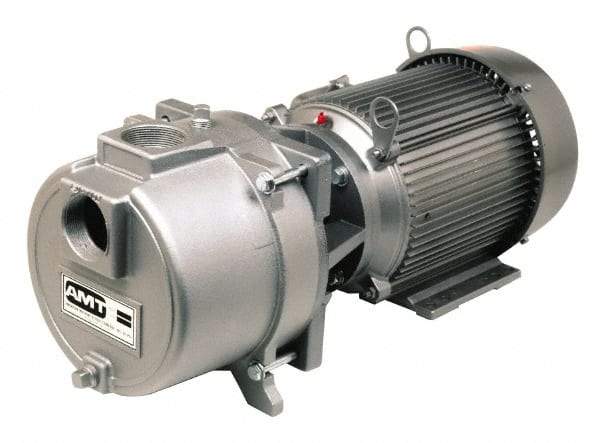 American Machine & Tool - 230 Volt, 16 Amp, 1 Phase, 3 HP, Self Priming Sewage Trash Pump - 56J Frame, 2 Inch Inlet, TEFC Motor, Cast Iron Housing, Stainless Steel Impeller, Buna N Seal - Caliber Tooling