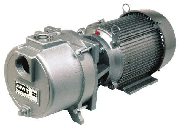 American Machine & Tool - 230 Volt, 20 Amp, 1 Phase, 5 HP, Self Priming Sewage Trash Pump - 184JM Frame, 2 Inch Inlet, TEFC Motor, Cast Iron Housing, Stainless Steel Impeller, Buna N Seal - Caliber Tooling