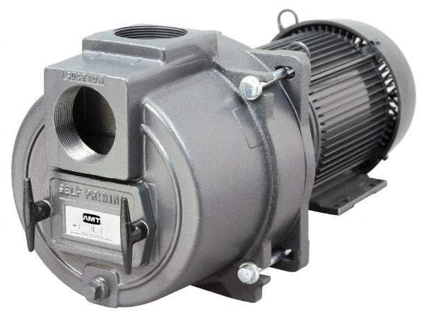 American Machine & Tool - 230/460 Volt, 22/11 Amp, 3 Phase, 7-1/2 HP, Self Priming Sewage Trash Pump - 184JM Frame, 3 Inch Inlet, TEFC Motor, Cast Iron Housing, Stainless Steel Impeller, Buna N Seal - Caliber Tooling