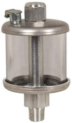 LDI Industries - 1 Outlet, Polymer Bowl, 1.89 L No Flow Control Oil Reservoir - 3/8 NPTF Outlet, 5-1/2" Diam x 9-15/16" High, 60°C Max - Caliber Tooling