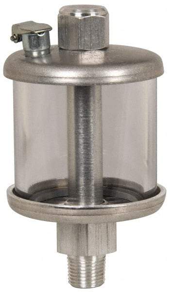 LDI Industries - 1 Outlet, Polymer Bowl, 29.6 mL No Flow Control Oil Reservoir - 1/4 NPTF Outlet, 1-1/2" Diam x 3-3/16" High, 60°C Max - Caliber Tooling