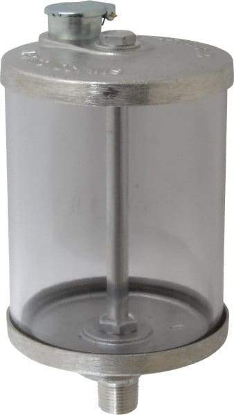 LDI Industries - 1 Outlet, Polymer Bowl, 0.95 L No Flow Control Oil Reservoir - 1/2 NPTF Outlet, 4-1/4" Diam x 8-1/16" High, 60°C Max - Caliber Tooling