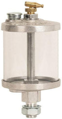 LDI Industries - 1 Outlet, Acrylic Bowl, Manual-Adjustable Oil Reservoir - 5/6-18 Straight Outlet, 4-1/4" Diam x 8-1/4" High - Caliber Tooling