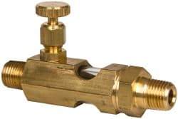 LDI Industries - 1/4 Outlet Thread, 1/4 Inlet Thread, Brass, Straight Valve, Oil Reservoir Needle Valve - 1 Outlet, MNPTF Inlet Thread, MNPTF Outlet Thread - Caliber Tooling