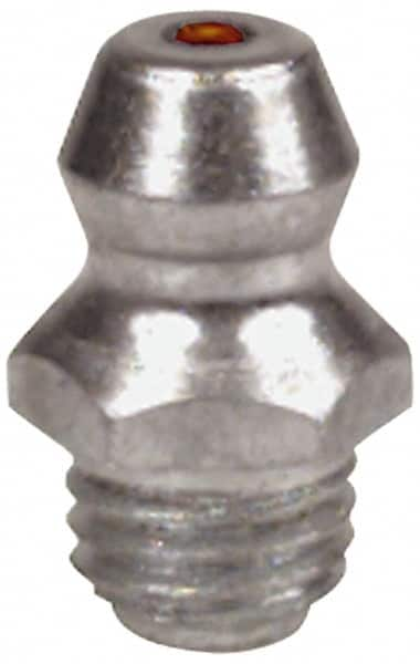 Alemite - Straight Head Angle, 1/4-28 NPT Steel Standard Grease Fitting - 5/16" Hex, 31/32" Overall Height, 5/8" Shank Length, 10,000 Operating psi - Caliber Tooling