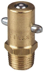 Alemite - Straight Head Angle, 1/8 PTF Brass Pin-Style Grease Fitting - 7/16" Hex, 31/32" Overall Height, 17/64" Shank Length, 3,000 Operating psi, Zinc Plated Finish - Caliber Tooling