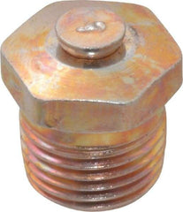 Alemite - 1/8 Thread, 0.25 to 1 psi Relief Pressure, Steel, Zinc Plated, Relief Vent - 7/16" Hex Flats Diam - Caliber Tooling