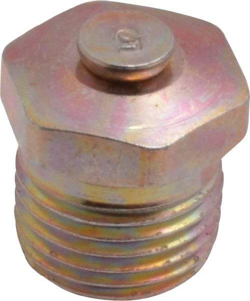 Alemite - 1/8 Thread, 1 to 5 psi Relief Pressure, Steel, Zinc Plated, Relief Vent - 7/16" Hex Flats Diam - Caliber Tooling