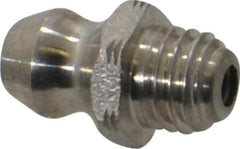 Alemite - Straight Head Angle, 1/4-28 Taper Stainless Steel Standard Grease Fitting - 5/16" Hex, 17/32" Overall Height, 3/16" Shank Length - Caliber Tooling