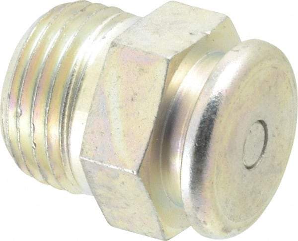 Alemite - Straight Head Angle, 1/2 NPTF Button-Head Grease Fitting - 7/8" Hex, 1-1/16" Overall Height, 1/2" Shank Length, 15,000 Operating psi, Zinc Plated Finish - Caliber Tooling