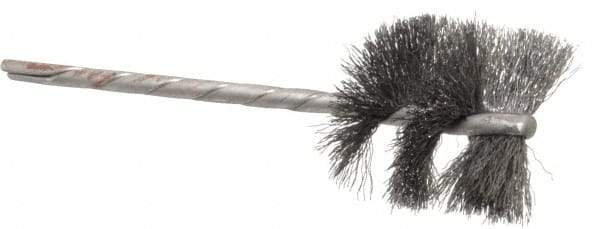 Osborn - 1-1/8" Diam Helical Steel Tube Brush - 0.005" Filament Diam, 1" Brush Length, 3-1/2" OAL, 1/8" Diam Shank - Caliber Tooling