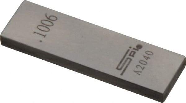 SPI - 0.1006" Rectangular Steel Gage Block - Accuracy Grade 0, Includes NIST Traceability Certification - Caliber Tooling