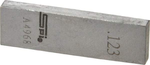 SPI - 0.123" Rectangular Steel Gage Block - Accuracy Grade 0, Includes NIST Traceability Certification - Caliber Tooling