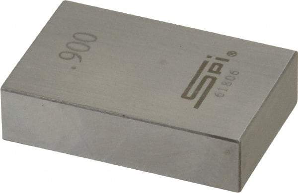 SPI - 0.9" Rectangular Steel Gage Block - Accuracy Grade 0, Includes NIST Traceability Certification - Caliber Tooling