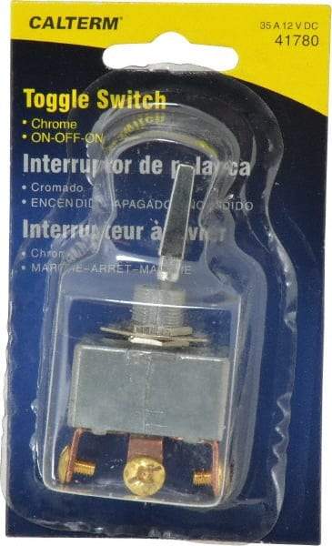 Gardner Bender - 3 Position, 12 Volt, 35 Amp, 1/2 Hole Diam, Heavy Duty Toggle Switch - On Off On Sequence, 1 Switch, Chrome/Black - Caliber Tooling