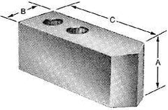 Northfield - 4" Chuck Capacity, Northfield Air Style Attachment, Square Soft Lathe Chuck Jaw - 3 Jaws, Steel, 1.895mm Long x 3/4" Wide x 3" High - Caliber Tooling