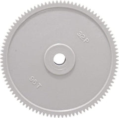 Made in USA - 32 Pitch, 3" Pitch Diam, 3-1/16" OD, 96 Tooth Spur Gear - 3/16" Face Width, 5/16" Bore Diam, 13/16" Hub Diam, 20° Pressure Angle, Acetal - Caliber Tooling