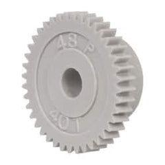 Made in USA - 48 Pitch, 0.833" Pitch Diam, 7/8" OD, 40 Tooth Spur Gear - 1/8" Face Width, 3/16" Bore Diam, 35/64" Hub Diam, 20° Pressure Angle, Acetal - Caliber Tooling