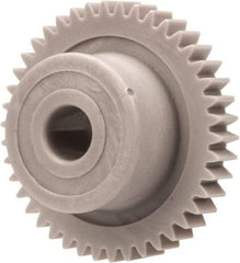 Made in USA - 48 Pitch, 7/8" Pitch Diam, 0.917" OD, 42 Tooth Spur Gear - 1/8" Face Width, 3/16" Bore Diam, 35/64" Hub Diam, 20° Pressure Angle, Acetal - Caliber Tooling