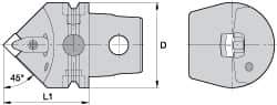 Kennametal - Left Hand Cut, Size KM63, DN.. Insert Compatiblity, Internal Modular Turning & Profiling Cutting Unit Head - 43mm Ctr to Cutting Edge, 60mm Head Length, Through Coolant, Series Kenclamp - Caliber Tooling