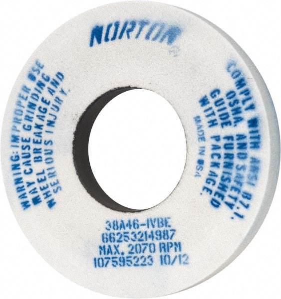 Norton - 12" Diam x 5" Hole x 1-1/2" Thick, I Hardness, 46 Grit Surface Grinding Wheel - Aluminum Oxide, Type 1, Coarse Grade, 2,070 Max RPM, Vitrified Bond, No Recess - Caliber Tooling