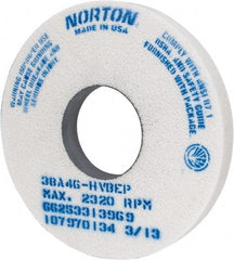 Norton - 14" Diam x 5" Hole x 1-1/2" Thick, H Hardness, 46 Grit Surface Grinding Wheel - Aluminum Oxide, Type 1, Coarse Grade, 2,320 Max RPM, Vitrified Bond, No Recess - Caliber Tooling