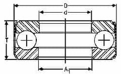 INA Bearing - 1-13/16" Inside x 3-3/32" Outside Diam, 7/8" Thick, Steel Ball Thrust Bearing - 29,000 Lbs. Static Capacity, 12,900 Max Pressure x Velocity - Caliber Tooling