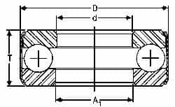 INA Bearing - 1-3/4" Inside x 3-3/32" Outside Diam, 7/8" Thick, Steel Ball Thrust Bearing - 29,000 Lbs. Static Capacity, 12,900 Max Pressure x Velocity - Caliber Tooling