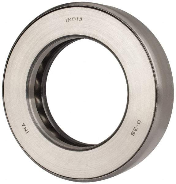 INA Bearing - 2-5/8" Inside x 4.344" Outside Diam, 1" Thick, Steel Ball Thrust Bearing - 49,000 Lbs. Static Capacity, 18,100 Max Pressure x Velocity - Caliber Tooling