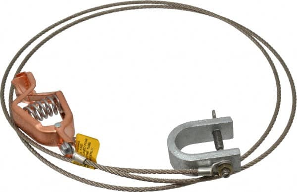 Hubbell Workplace - 19 AWG, 5 Ft., Alligator Clip, C-Clamp, Grounding Cable with Clamps - Noninsulated, Federal Specification A-A-59466-010 - Caliber Tooling