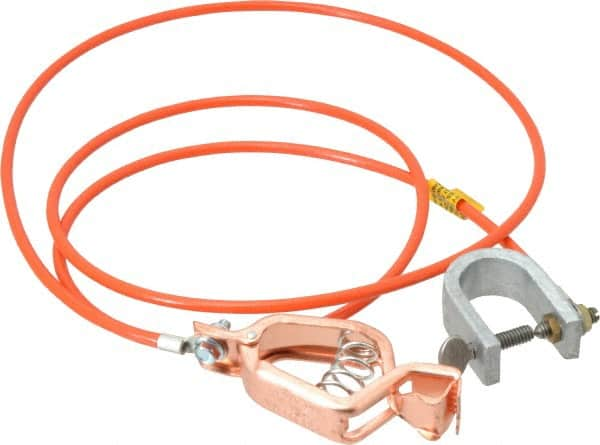 Hubbell Workplace - 19 AWG, 5 Ft., Alligator Clip, C-Clamp, Grounding Cable with Clamps - Orange, Federal Specification A-A-59466-010 - Caliber Tooling