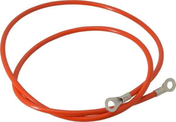 Hubbell Workplace - 19 AWG, 3 Ft., Terminal, Grounding Cable with Clamps - Orange, Includes (2) 1/4 Inch Terminals - Caliber Tooling