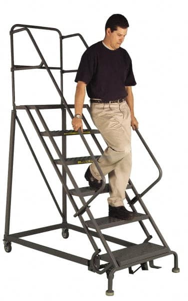 TRI-ARC - 100" 7 Step Ladder - Slope Ladder, 450 Lb Capacity, 70" Platform Height, 34" Base Width x 74" Depth, Perforated Tread - Caliber Tooling