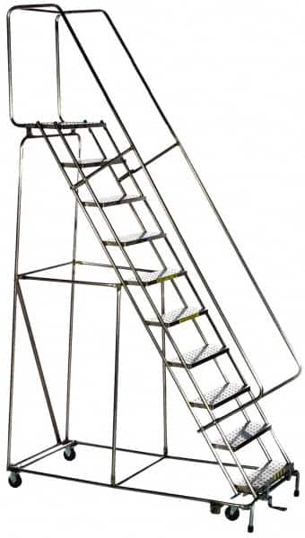 Ballymore - 58-1/2" 3 Step Ladder - Rolling Safety Ladder, 300 Lb Capacity, 28-1/2" Platform Height, 20" Base Width x 25" Base Depth, Solid Ribbed Tread - Caliber Tooling