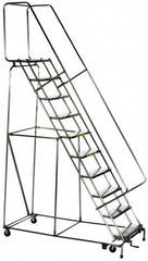 Ballymore - 68" 4 Step Ladder - Rolling Safety Ladder, 300 Lb Capacity, 38" Platform Height, 20" Base Width x 31" Base Depth, Solid Ribbed Tread - Caliber Tooling