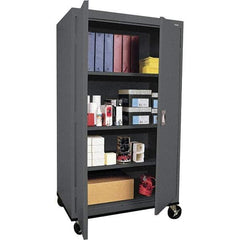 Sandusky Lee - 4 Shelf Mobile Storage Cabinet - Steel, 36" Wide x 24" Deep x 60" High, Charcoal Gray - Caliber Tooling