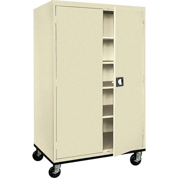 Sandusky Lee - 5 Shelf Mobile Storage Cabinet - Steel, 46" Wide x 24" Deep x 72" High, Putty - Caliber Tooling