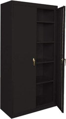 Sandusky Lee - 5 Shelf Locking Storage Cabinet - Steel, 46" Wide x 24" Deep x 72" High, Black - Caliber Tooling