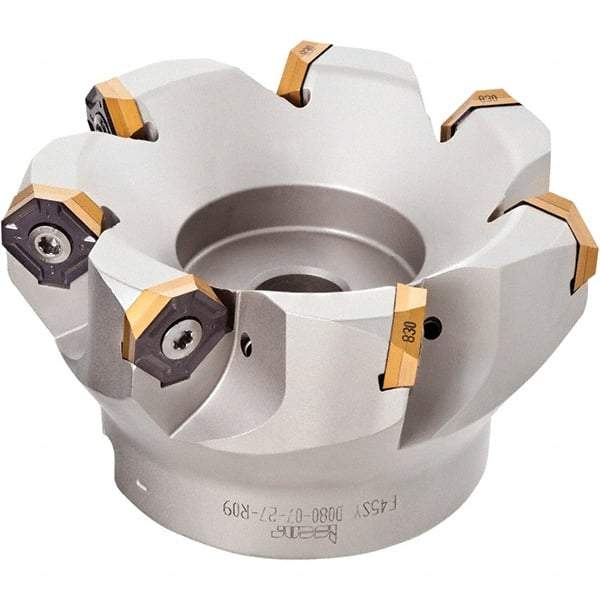 Iscar - 6.37" Cut Diam, 2" Arbor Hole, 0.18" Max Depth of Cut, 50° Indexable Chamfer & Angle Face Mill - 15 Inserts, IQ845 SYHU 07.. Insert, Right Hand Cut, Series DoveIQMill - Caliber Tooling