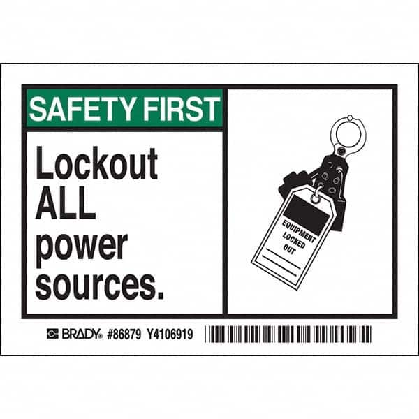 Accident Prevention Label: Rectangle Permanent Adhesive, Polyester, Laminated