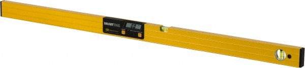 Smart Tool - 48" Long 2 Vial Box Beam Level - Aluminum, Yellow, 1 Level & 1 Plumb Vials - Caliber Tooling