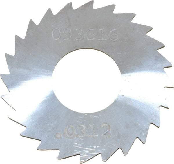 Made in USA - 1-1/4" Diam x 0.0313" Blade Thickness x 1/2" Arbor Hole Diam, 24 Tooth Slitting and Slotting Saw - Arbor Connection, Right Hand, Uncoated, Solid Carbide, Concave Ground - Caliber Tooling