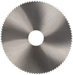 Made in USA - 5" Diam x 1/16" Blade Thickness x 1" Arbor Hole Diam, 100 Tooth Slitting and Slotting Saw - Arbor Connection, Right Hand, Uncoated, Solid Carbide, 5° Rake, Concave Ground - Caliber Tooling