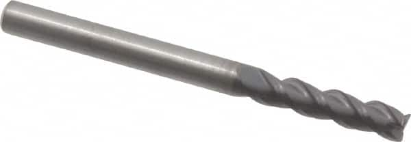 RobbJack - 1/8", 3 Flute, Single End, Solid Carbide, Corner Chamfer End Mill - 1-1/2" OAL, 40° Helix, Right Hand Flute, 1/2" LOC, Right Hand Cut - Caliber Tooling