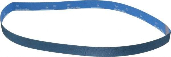 Norton - 1-1/2" Wide x 60" OAL, 80 Grit, Zirconia Alumina Abrasive Belt - Zirconia Alumina, Medium, Coated, X Weighted Cloth Backing, Series R823 - Caliber Tooling