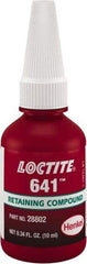 Loctite - 10 mL, Yellow, Low Strength Liquid Retaining Compound - Series 641, 24 hr Full Cure Time - Caliber Tooling