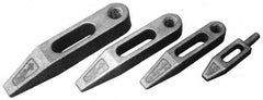 Mitee-Bite - 3/4-10 Stud, Stainless Steel, Plain Strap Clamp - 1-1/2" Travel, 7" OAL x 1.4" Wide x 1-1/16" High, Tapered Nose - Caliber Tooling