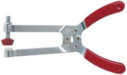 De-Sta-Co - 4448.22 N Load Capacity, 2.91" Throat Depth, 6.8" OAL, Carbon Steel, C Style Plier Clamp - 2.83" Max Jaw Capacity, M6x1 Spindle, 2.83" Open Throat Height, Red Handle, Spindle End - Caliber Tooling