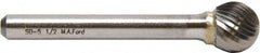 M.A. Ford - 5/8" Cut Diam, 1/4" Shank Diam, Ball Head Double Cut Burr - Carbide, Ball End, 9/16" LOC, 2-9/16" OAL - Caliber Tooling